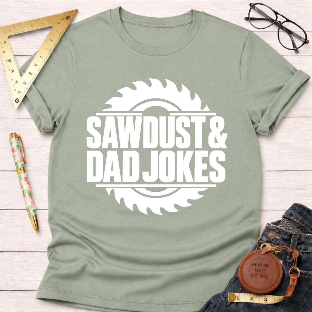 Sawdust & Dad Jokes woodworking t-shirt – Sawdust & Ponytails (view 9)