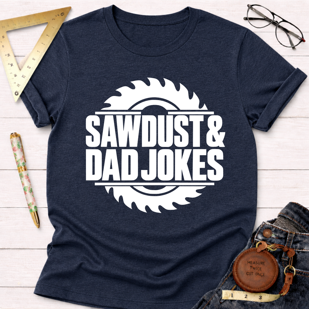 Sawdust & Dad Jokes woodworking t-shirt – Sawdust & Ponytails (view 6)