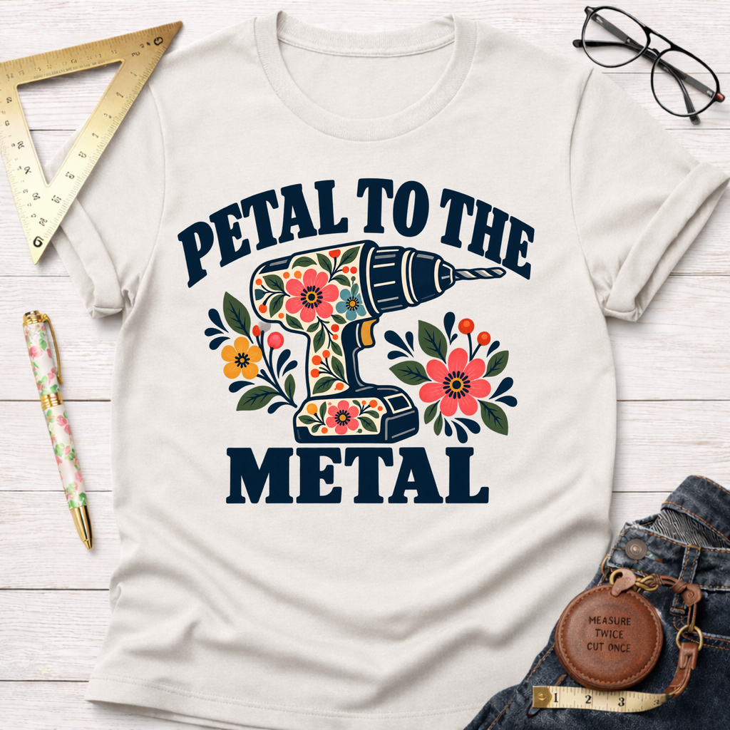Petal To The Metal woodworking t-shirt – Sawdust & Ponytails (view 4)