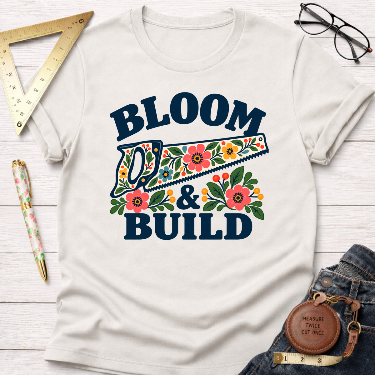 Bloom & Build woodworking t-shirt – Sawdust & Ponytails (view 4)