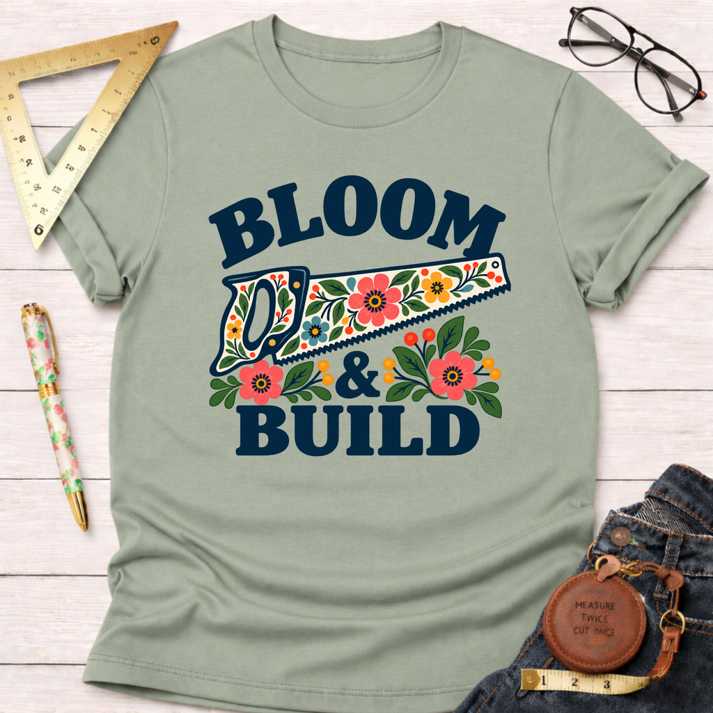 Bloom & Build woodworking t-shirt – Sawdust & Ponytails (view 9)