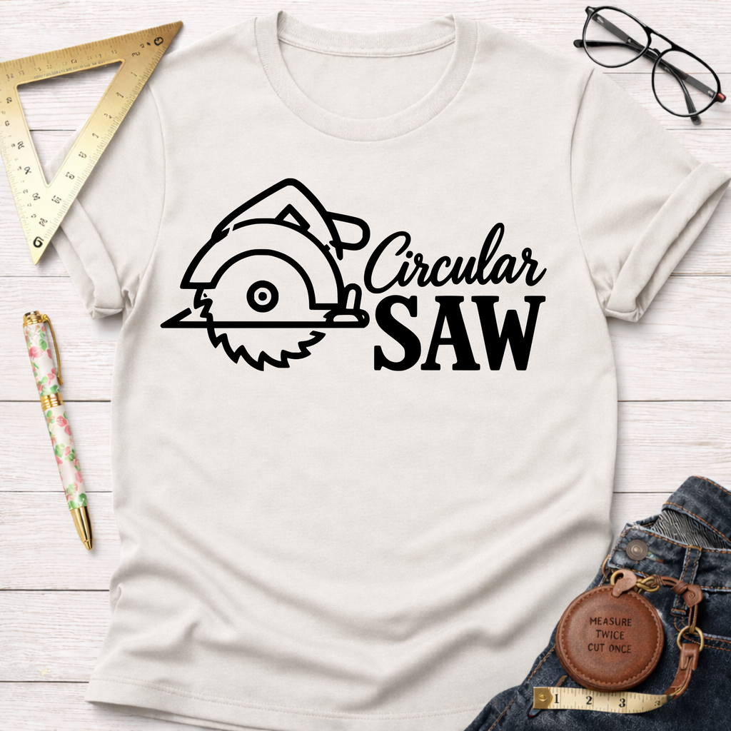 Circular Saw woodworking t-shirt – Sawdust & Ponytails (view 4)