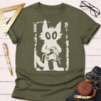 Grungy Gato woodworking t-shirt, distressed cat with jigsaw design – Sawdust & Ponytails (view 7)