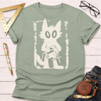 Grungy Gato woodworking t-shirt, distressed cat with jigsaw design – Sawdust & Ponytails (view 9)