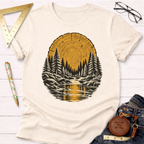 Tree Ring River woodworking t-shirt, tree ring and pine forest design – Sawdust & Ponytails (view 3)