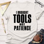 Women's funny woodworking graphic tee shirt for female woodworkers, makers, and DIY builders — Sawdust & Ponytails.
