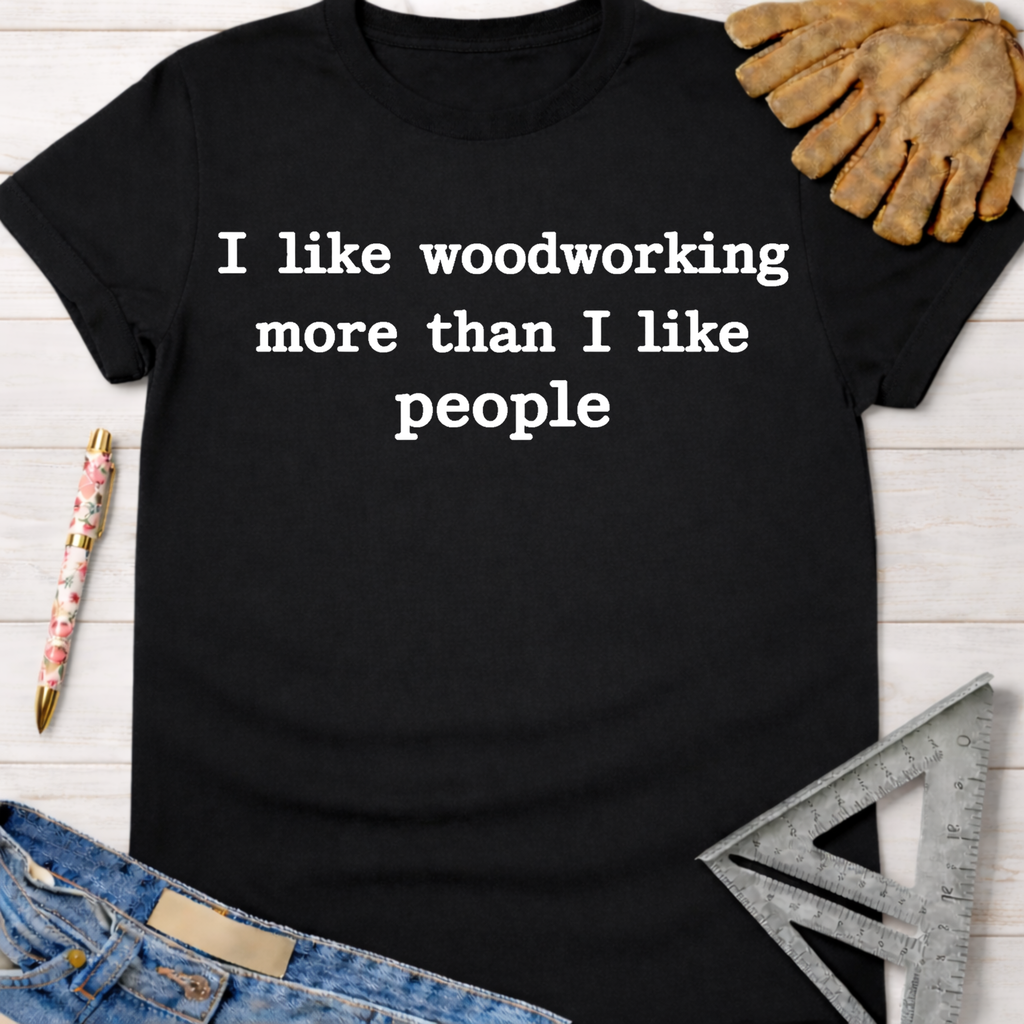 Black women's funny woodworking graphic tee shirt for female woodworkers, makers, and DIY builders — Sawdust & Ponytails