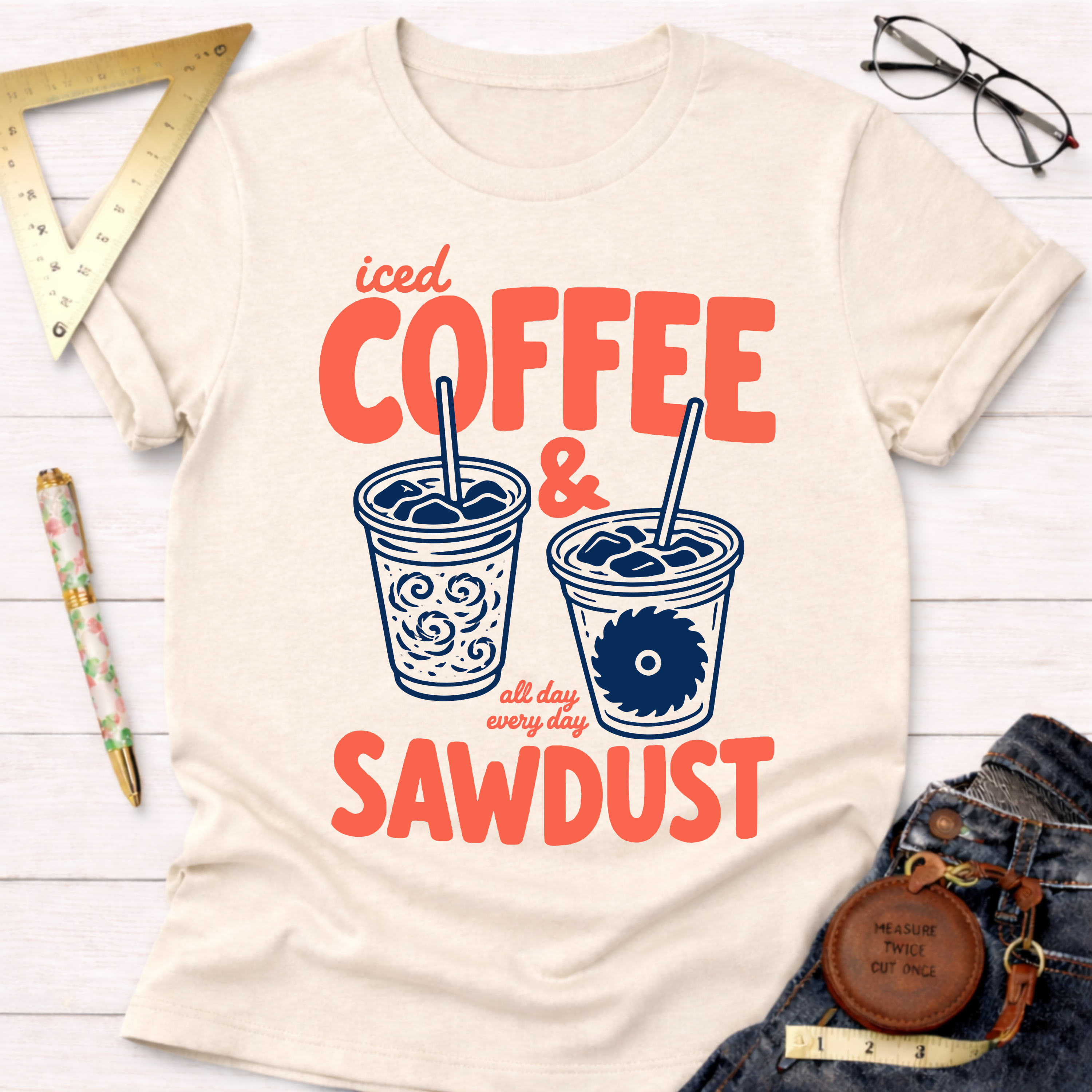 Iced Coffee And Sawdust Coral T-Shirt