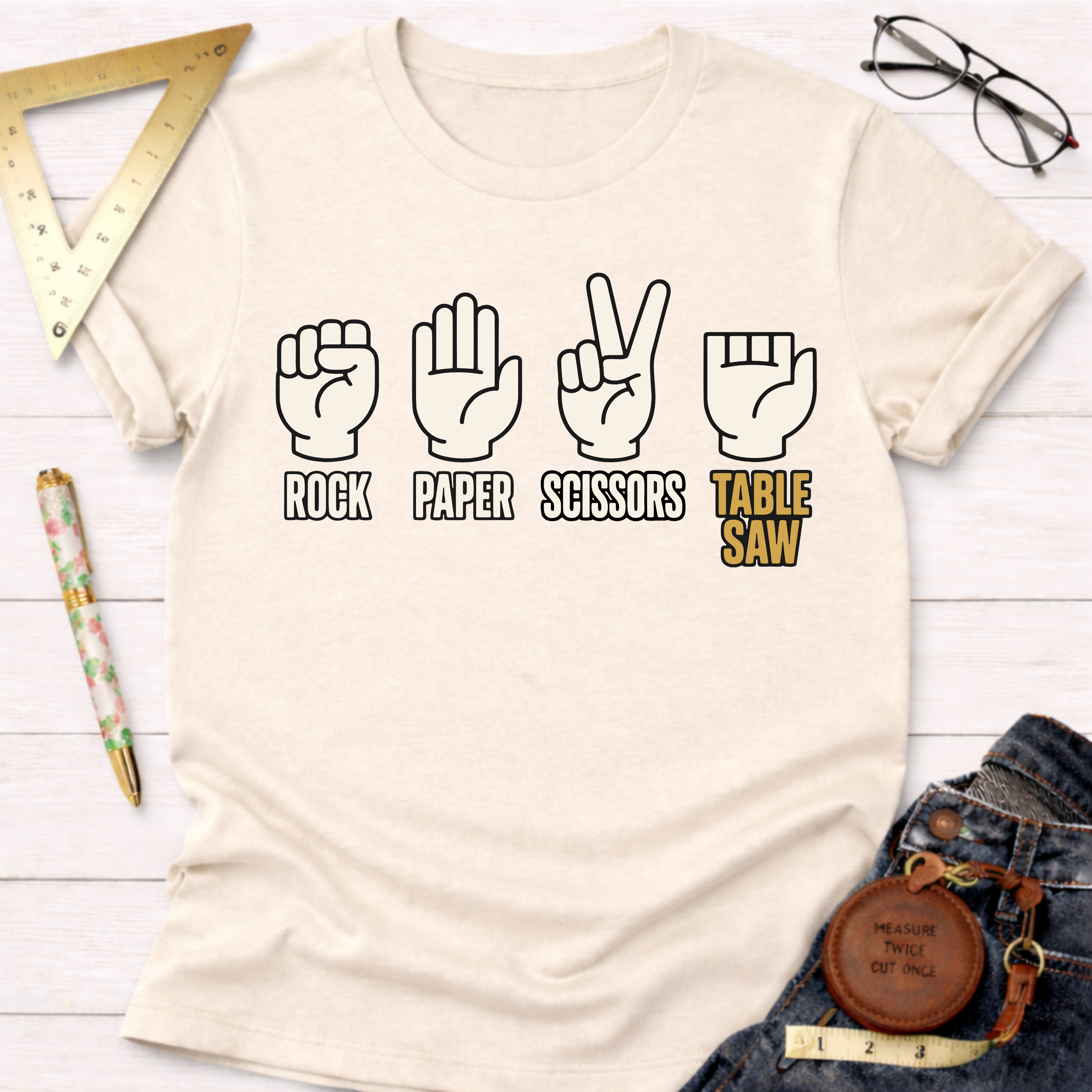 Rock Paper Scissors Table Saw T-Shirt