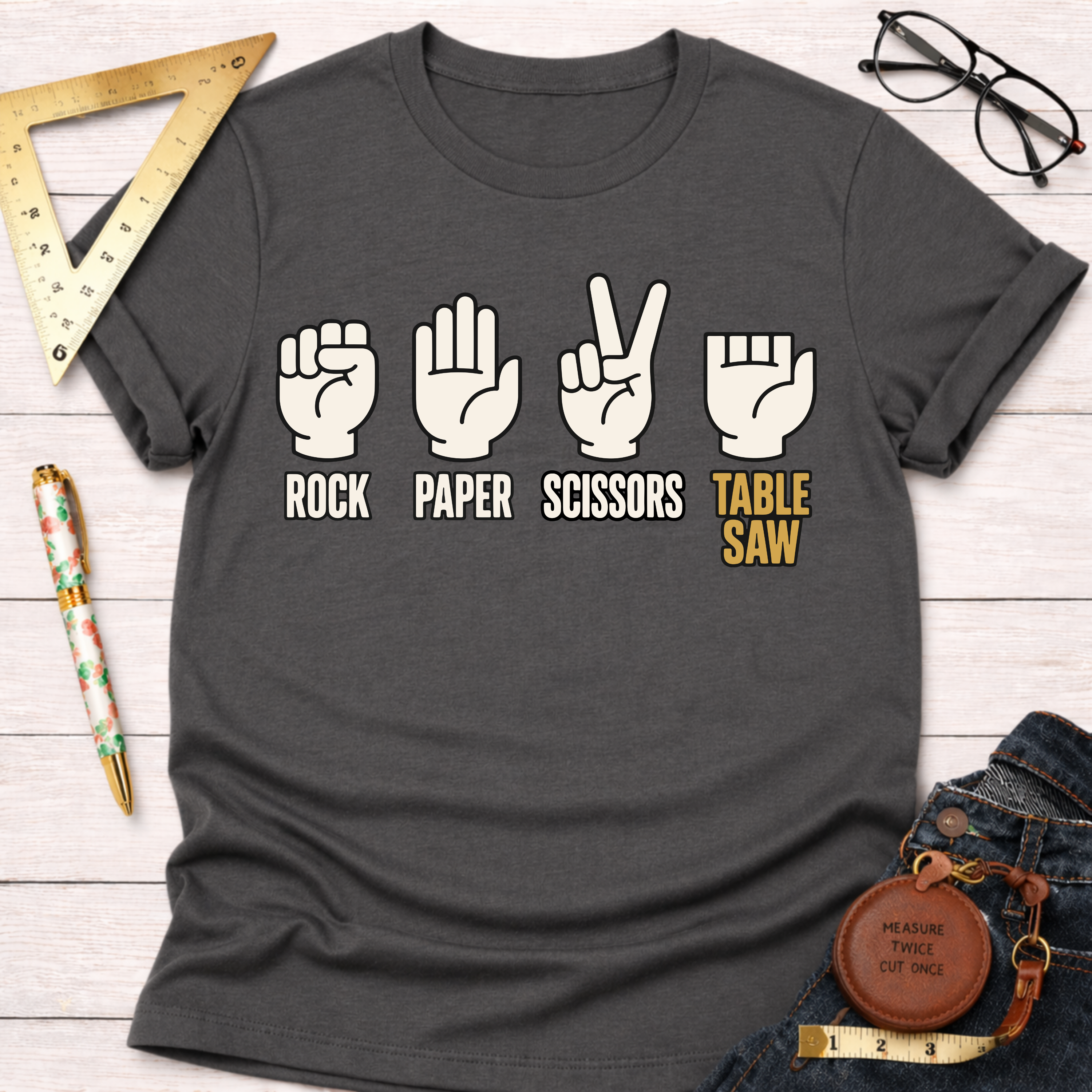 Rock Paper Scissors Table Saw T-Shirt