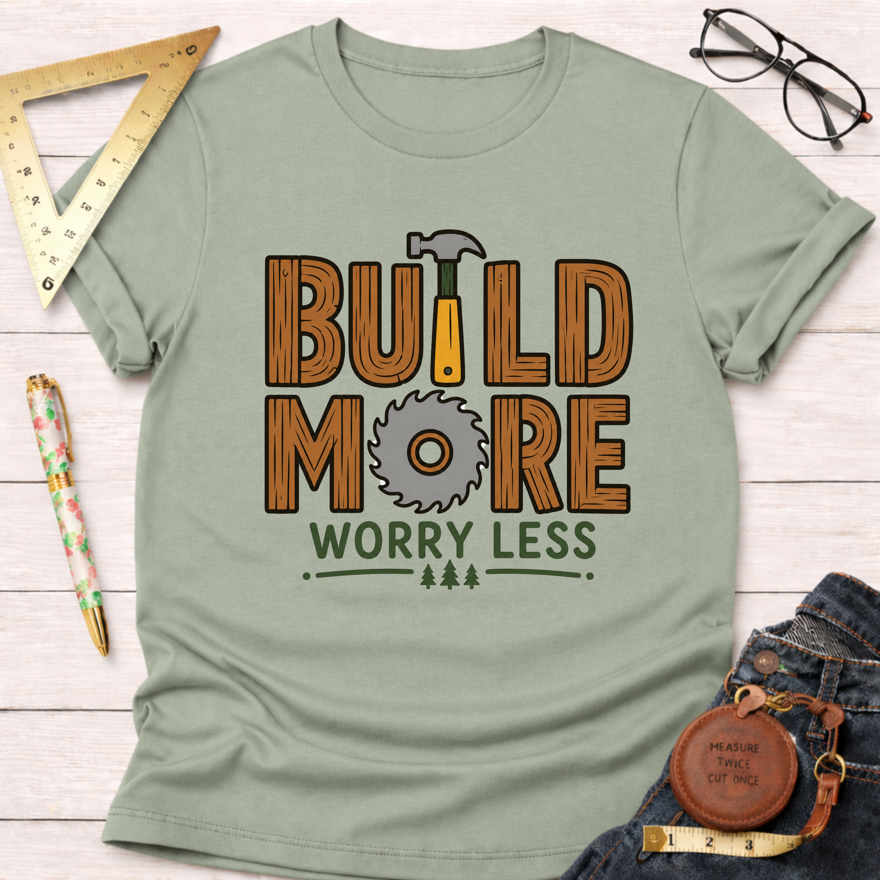 Build More Worry Less T-Shirt