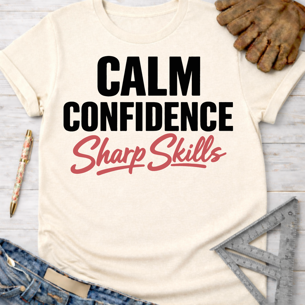 Women's funny woodworking graphic tee shirt for female woodworkers, makers, and DIY builders — Sawdust & Ponytails.