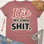 Women's funny woodworking graphic tee shirt for female woodworkers, makers, and DIY builders — Sawdust & Ponytails.
