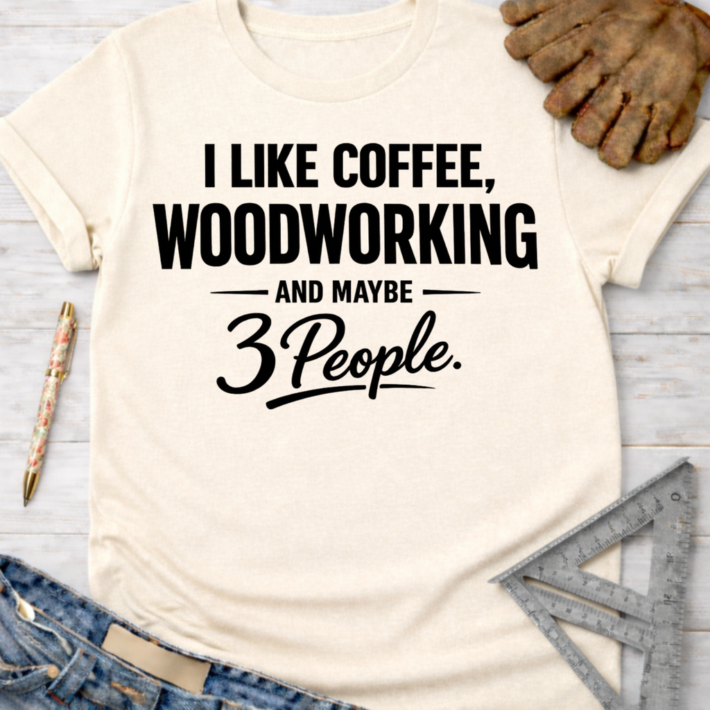 Women's funny woodworking graphic tee shirt for female woodworkers, makers, and DIY builders — Sawdust & Ponytails.