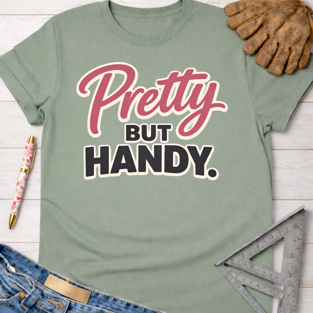 Women's funny woodworking graphic tee shirt for female woodworkers, makers, and DIY builders — Sawdust & Ponytails.
